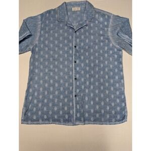 Raga Man Blue Sail Short Sleeve Cotton Jacquard Button Down Shirt Medium NEW